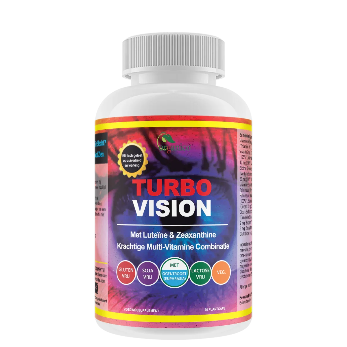 Pot Organicoturbo Vision voedingssupplement met luteïne, zeaxanthine en multi-vitamines