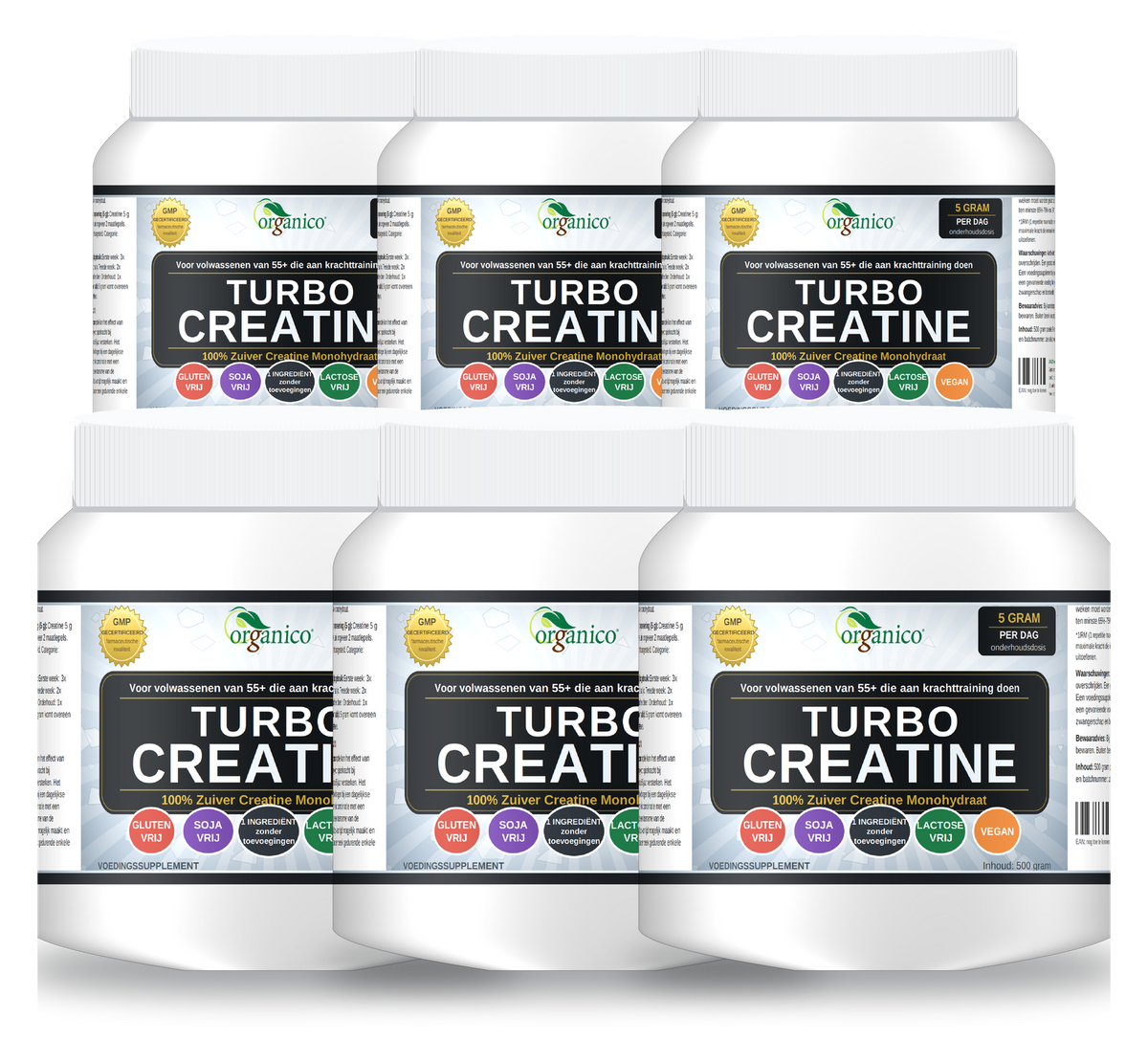 6x Organico Turbo Creatine, voorraad voor ongeveer 20 maanden